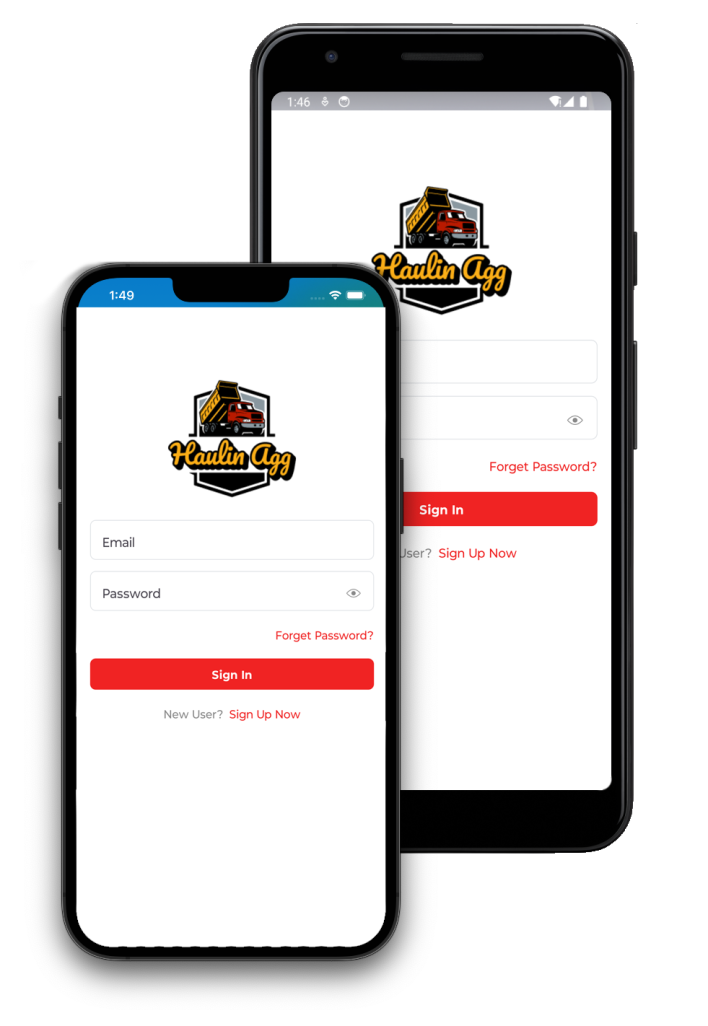Haulin agg app screens